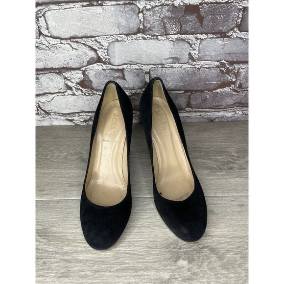 J.Crew Classic Black Suede Block Heel Round Toe Pump Heel Shoe Women Sz 8M US/39 - Picture 13 of 16